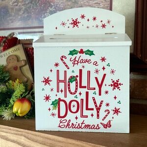 Holiday Holly Dolly Christmas Decorative Box - White & Red